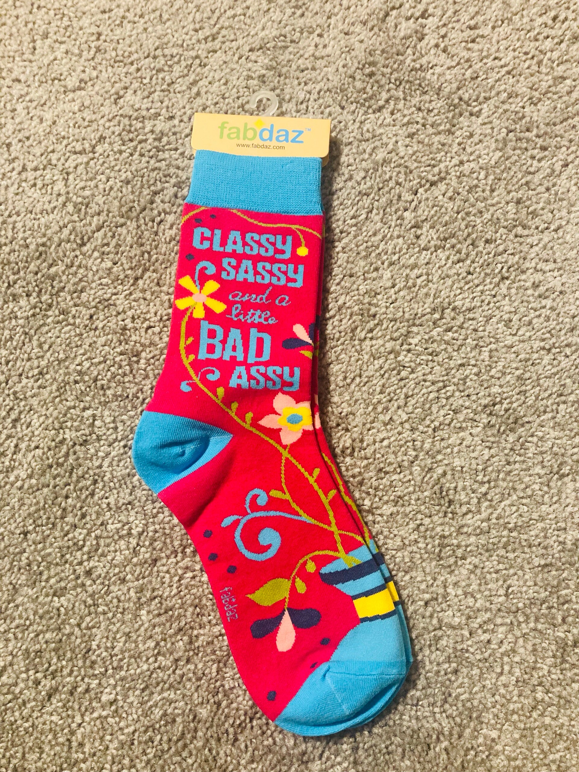 Classy Sassy and a Little Bad Assy Women&#39;s Crew Socks | Sassy socks | Gift for her | Sarcastic Cute Socks | Witty & Cute Phrases For Women