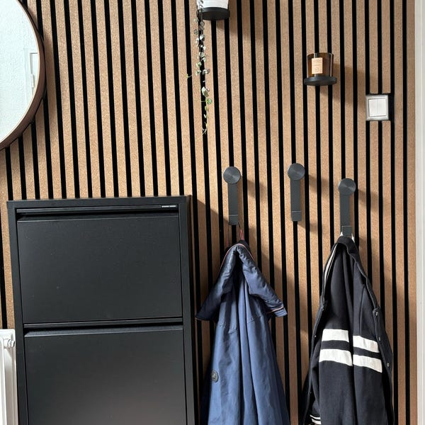 Wall Cladding Coat Rack Super Strong Solid Round Coat Hanger With L-shape Hook for Acoustic ...