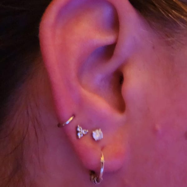 16G 316L Surgical Steel Long Curved Disturbed Chin Lip Ring Labret Horn ...