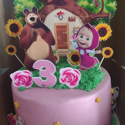 Masha and the Bear Cake &amp; Cupcake Topper Printable, Digital Download - Etsy