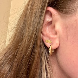 Customer photo, Stick of Butter Earrings