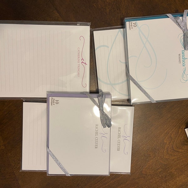 Personalized Monogram Stationery Elegant Script Stationery Set Gift
