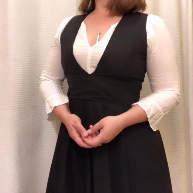 Deep v neck pinafore dress best sale