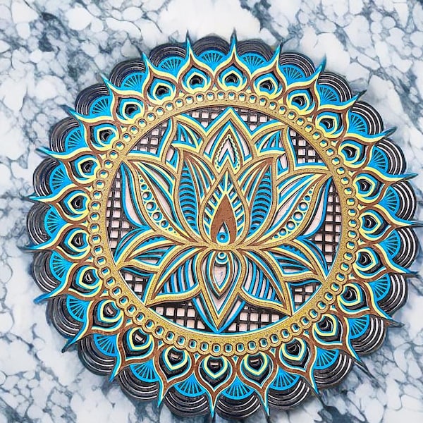 Multilayer Laser Cut DXF - MANDALA LOTUS - Mandala Svg Files for Cricut ...