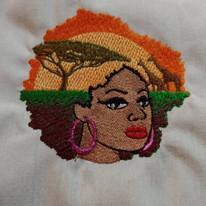 African Woman Landscape Embroidery Design 3 Sizes Instant - Etsy