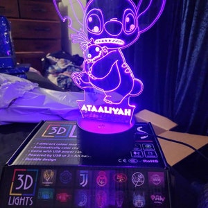 Stitch 3D LED Lamp with a base of your choice! - PictyourLamp