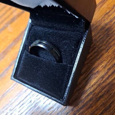 Black Plated Tungsten Carbide Wedding Ring 6mm or 8mm Width Brushed ...