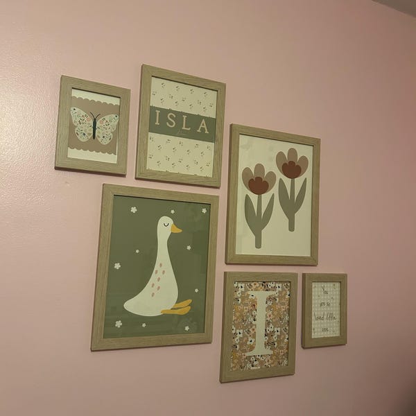 Set of Girls Dusty Pink and Sage Green Gallery Wall Prints for a Girls ...