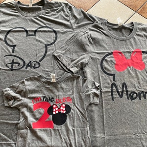 Mom and Dad Minnie and Mickey Mouse Custom Matching Disney Shirts Disney Couples Mickey Ears Outline