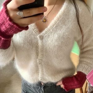 Kid Mohair Cardigan Sweater for Women Hand Knit Designer - Etsy