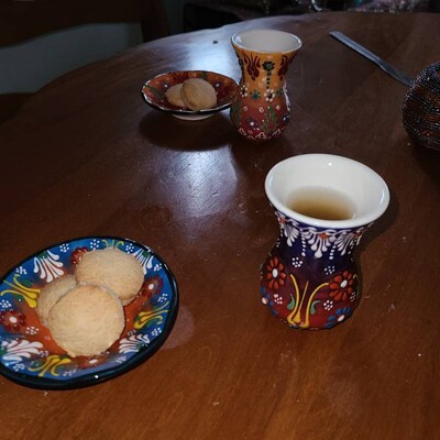 12x Turkish Tea Set 6 Tea Cups and 6 Saucers Handmade Ceramic Set