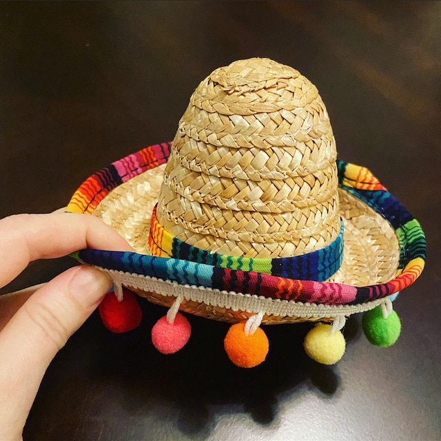 Cat Clothes Funny Mexican Sombrero Hat For Pets Adjustable Straw