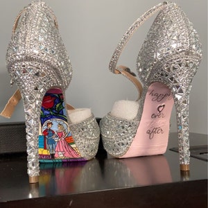 Custom hand painted Sleeping Beauty Stained Glass heels