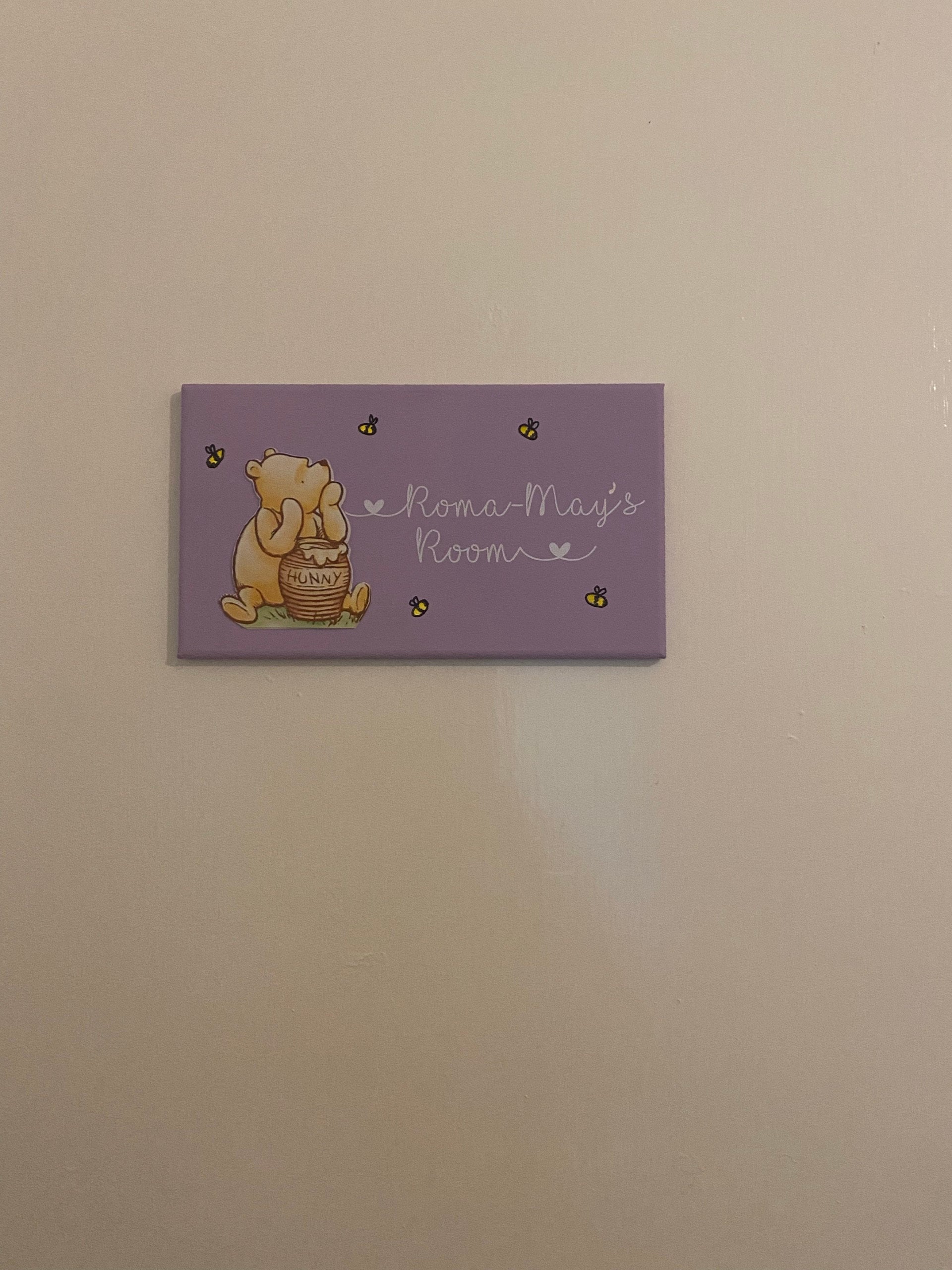 Personalised Name Plaque, Winnie the Pooh Door Sign. Babies Room Plaque, nursery decor, New Baby Gift