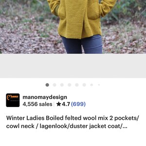 Winter Ladies Boiled Felted Wool Mix 2 Pockets/ Cowl Neck / - Etsy UK
