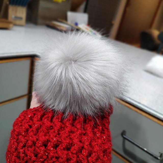 Custom Size Light Grey Faux Fur Pom Poms for Crochet Crafts Hats