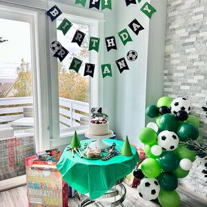Uniquer Soccer Theme Happy 7th Birthday Banner - Large 70.87"x43.31" Outdoor/Indoor Decoration With Rope (Green)