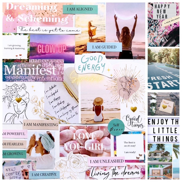 2025 Vision Board Bundle Manifest Money Freedom Happiness Printable