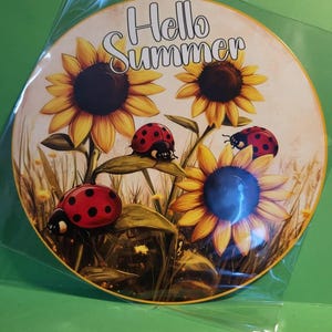 Dujiea Funny Sunflowers Ladybugs Spare Tire Cover, Universal Wheel Tire Cover Dust-Proof Tire Protectors for Trailer Rv Van SUV Tr Ladybug on a sunflower with the sun shining in the background