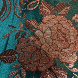 MAYJOYDIY Tessuto jacquard broccato floreale marrone