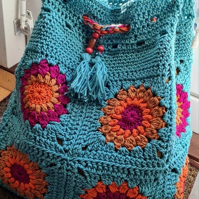 Sunflower Drawstring Backpack Crochet PDF PATTERN english - Etsy