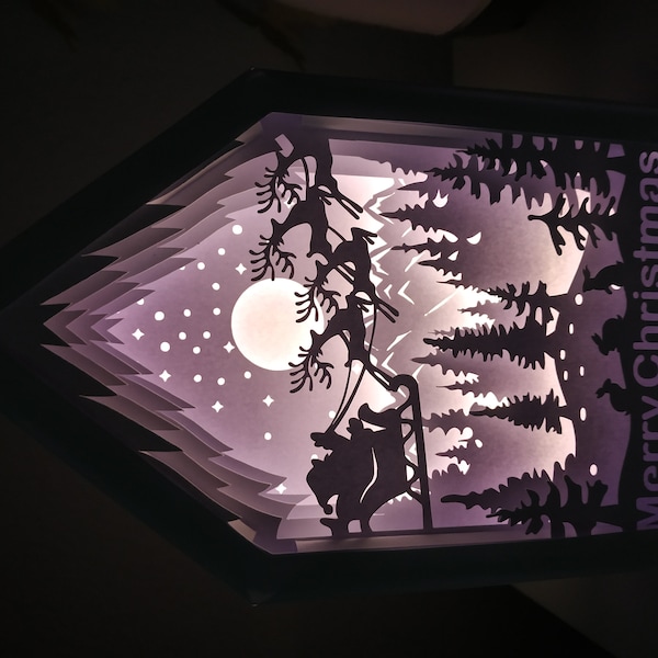 Pack 4 Christmas Lanterns Shadow Box SVG, Silhouette Studio Templates, Paper Lanterns for X-mas ...