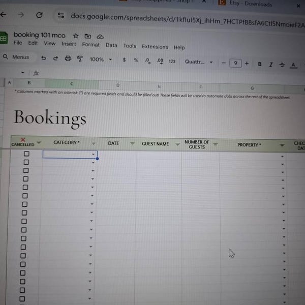 Airbnb Booking Calendar Spreadsheet Hotel Reservation Tracker Google ...