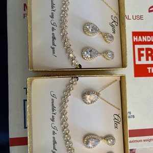 Custom CZ Color Bridal Jewelry Set Bridal Earrings CZ | Etsy