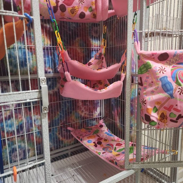 Image showcasing Ready to Ship/8 Piece Sugar Glider Cage Set/rainbow Candy /sugar Glider ...