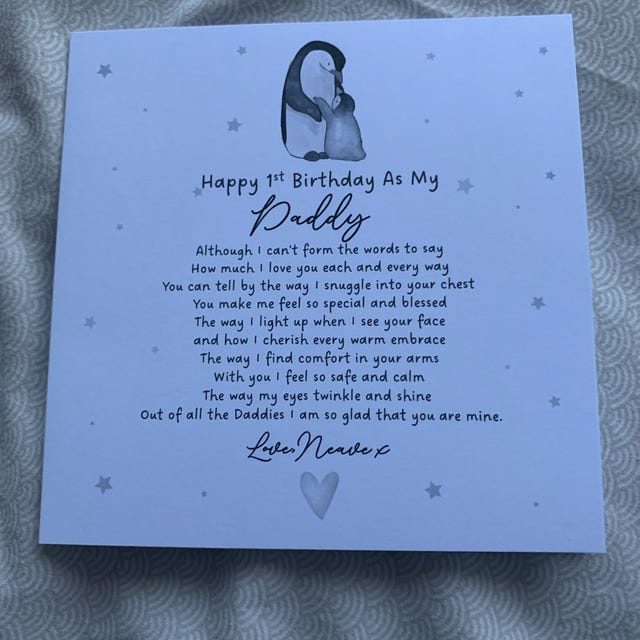Geburtstagskarte 'Happy First Birthday As My Daddy' – New Dad Card, 12,7 X 17,8 Cm, 350 G/m² Papier