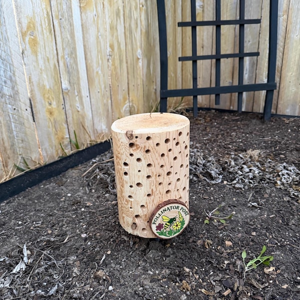 Solitary Bee Hotel – Unique Post Design | Handmade Bee House for ...