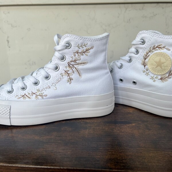 Custom Embroidered Converse Platform High Tops - Etsy