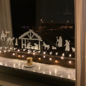 Fensterbild Weihnachten weiß Krippe Weihnachtskrippe - Etsy.de