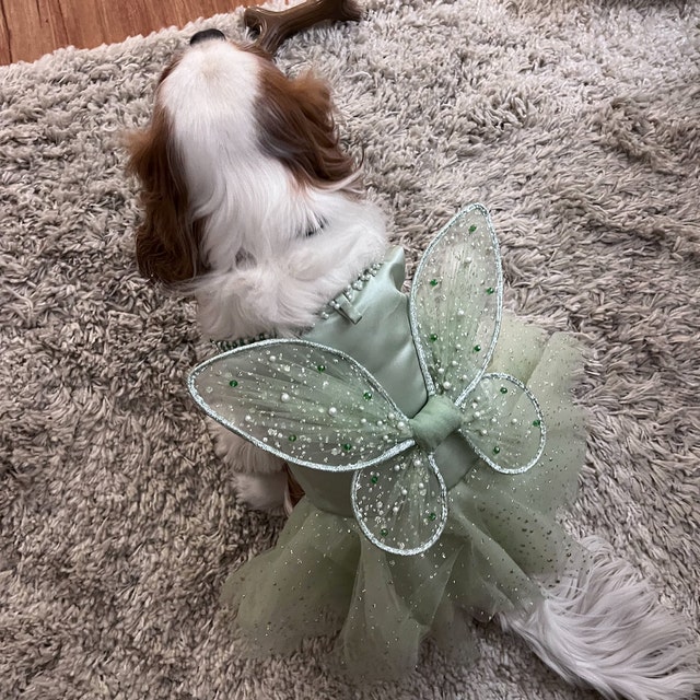 Tinkerbell Green Sage Glitter Dress for Cat Dog Rabbit. Fairy Wings Glitter  Dress. Fairytale Theme Birthday Dress Costume. - Etsy