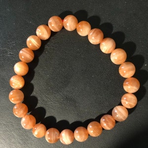 Natural Orange Sunstone Stretch Bracelet For Men - Handmade Gemstone Energy Beaded Jewelry - View #13