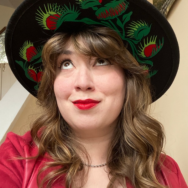 Vegan Felt Wide Brim Hat - Lunar Moths