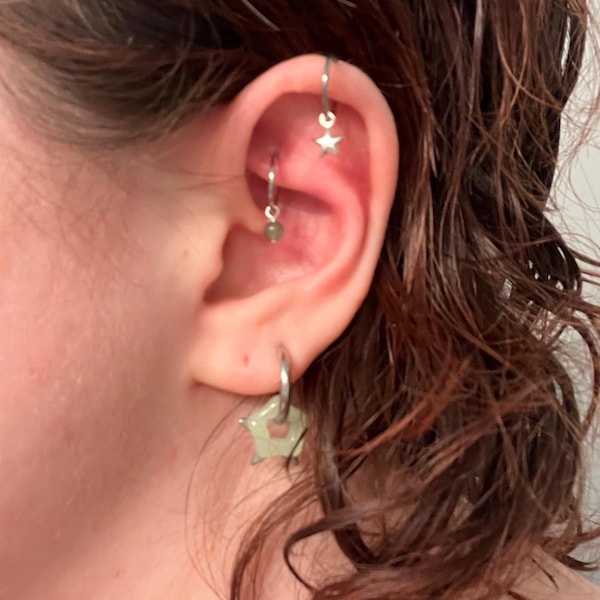 Tiny Star Sterling Silver Rook Hoop - Titanium Clicker (20g/18g/16g) - Etsy