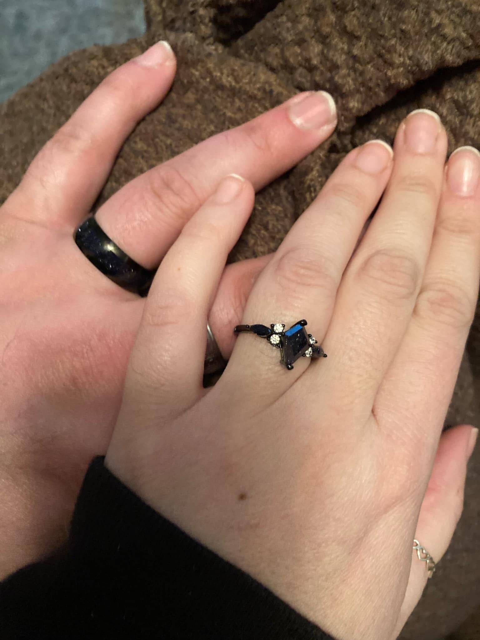 Orion Nebula Ring Set, Matching Promise Rings for Couples, Blue Sandstone Rings Engagement Ring Anniversary Gift.