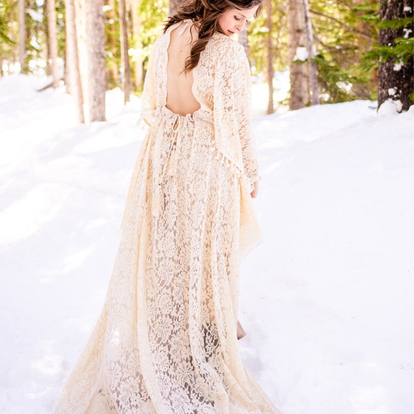 V-neck Chiffon and Lace Long Boho Dresses Vintage Mauve