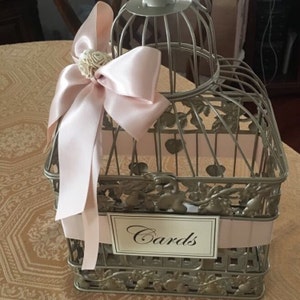 Champagne Gold and Blush Wedding Card Box Wedding Card Holder Birdcage ...