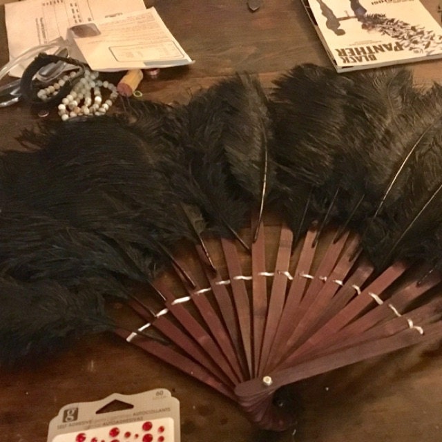 23 x 12 Brown Wood Bamboo Hand Fan Stave Costume Ostrich Feather Dance Base
