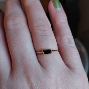 Customer photo, Dainty Black Tourmaline Baguette Ring