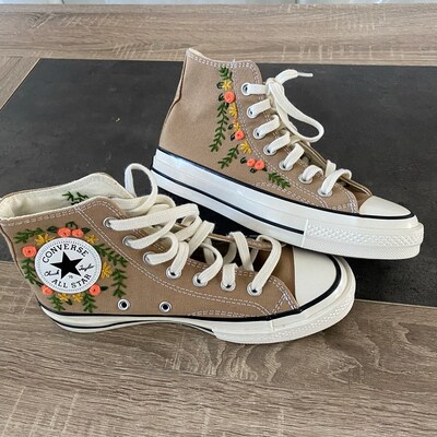 Converse High Neck Floral Embroidery / Wedding Gif/floral Embroidery ...