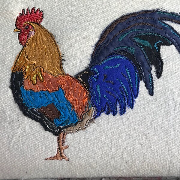 Raw Edge Applique 'BERT the ROOSTER' - Etsy