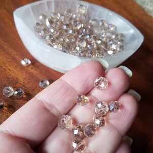 8 x 6 mm シャンパン AB ファセット クリスタル ロンデル ビーズ、100