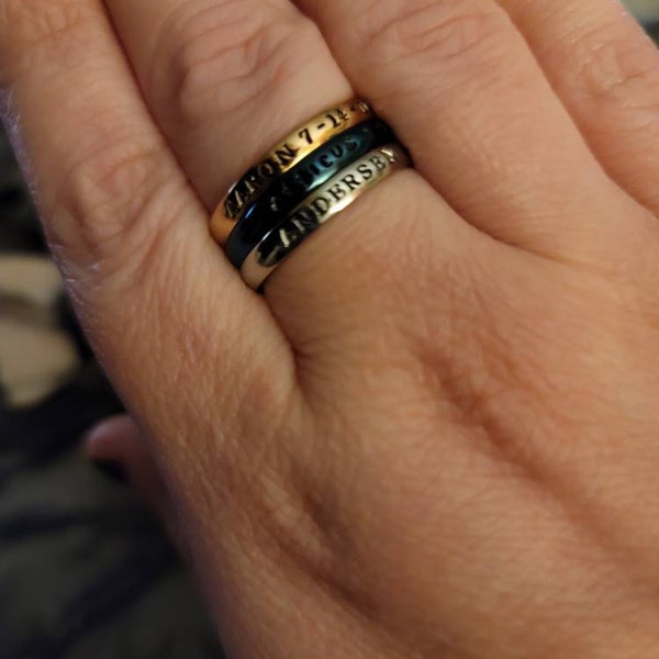 Personalized Stackable Ring - Personalized Ring - Mothers Rings - Hand ...