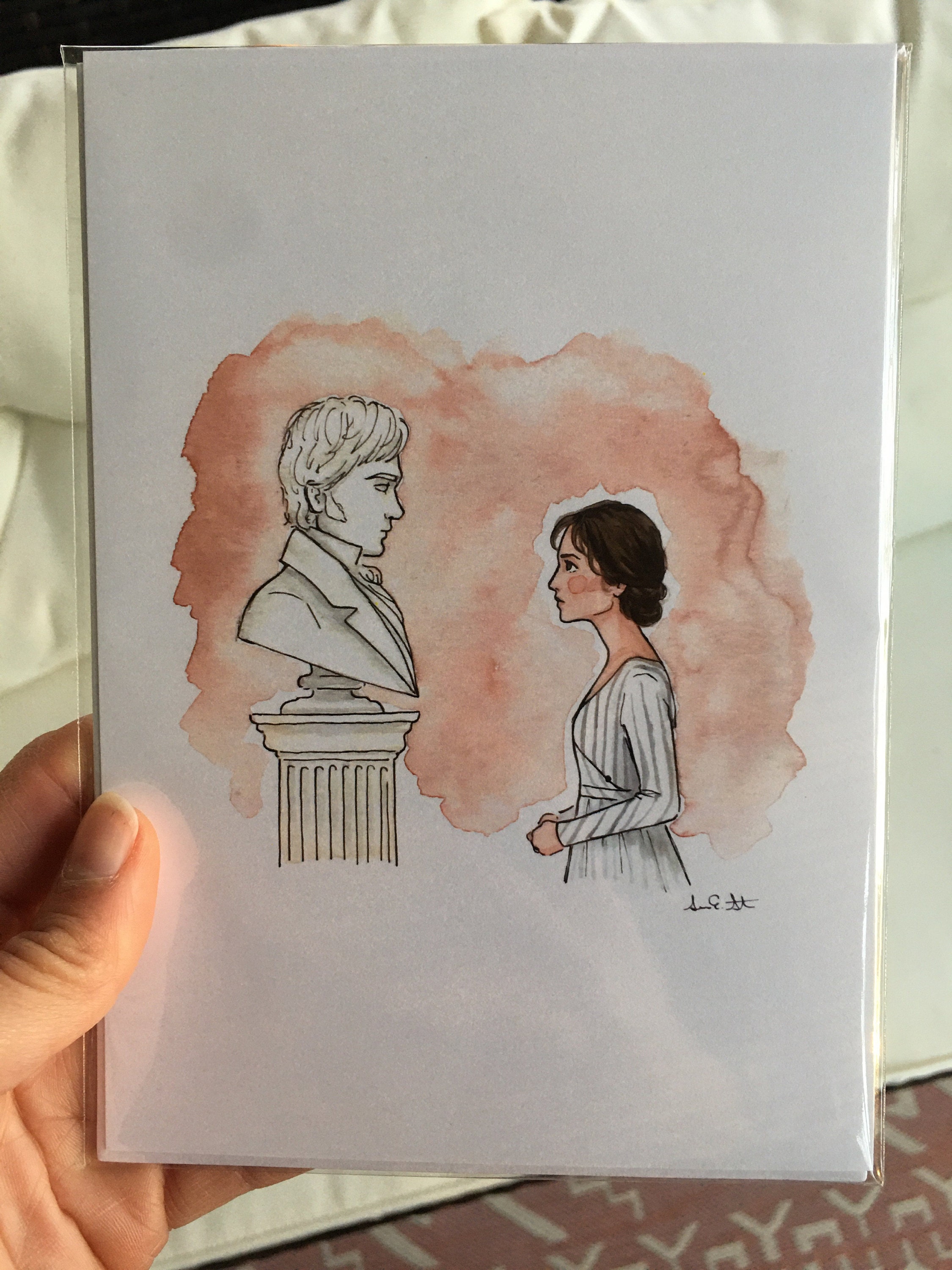 Pride & Prejudice Pemberley Print | Watercolor Illustration | 8x10&quot; 5x7&quot; Archival Art Print | Mr. Darcy Elizabeth Bennet