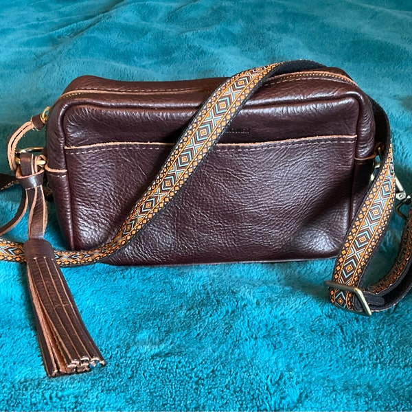 Slim Retro Purse Strap, Geometric Pattern, Replacement Crossbody Strap Etsy