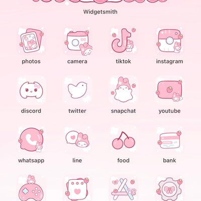 Cute Strawberry M E L Icon Set Cute Icons Pink Icon Set Ios - Etsy