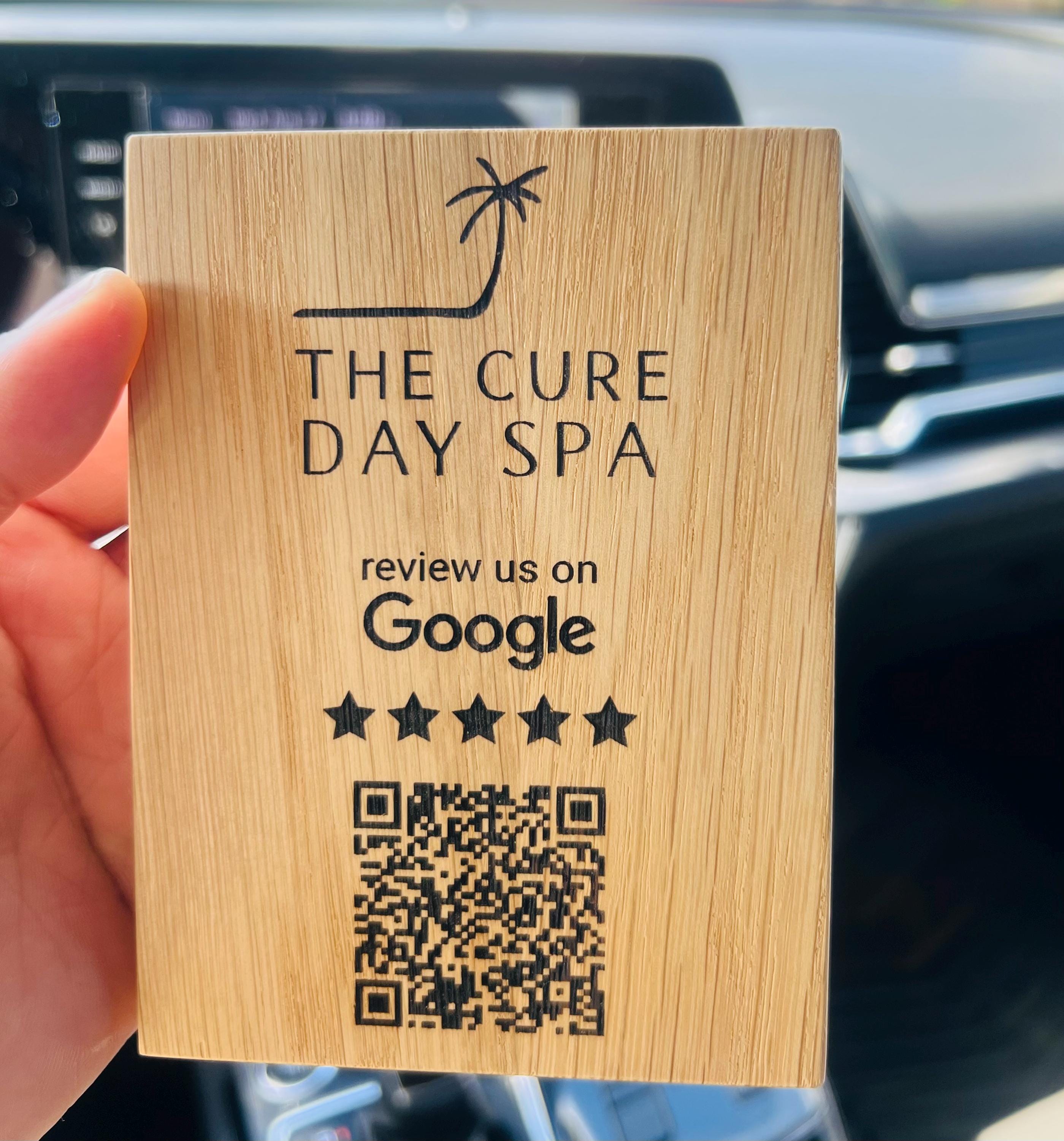 Google Reviews QR Code on Oak Wood - Custom Business Review QR Code Sign - Easy Feedback QR for Restaurants, Shops - Wooden qr Code Plaque